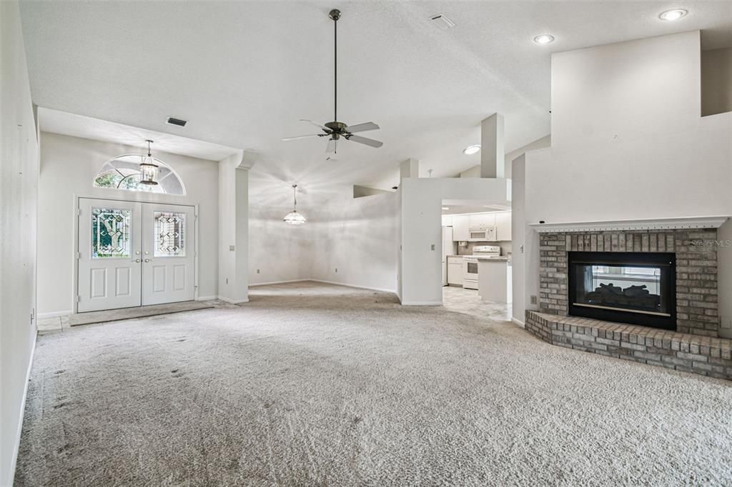 Empty room, Fireplace, Interior, Pendant Lights, Recessed Lighting