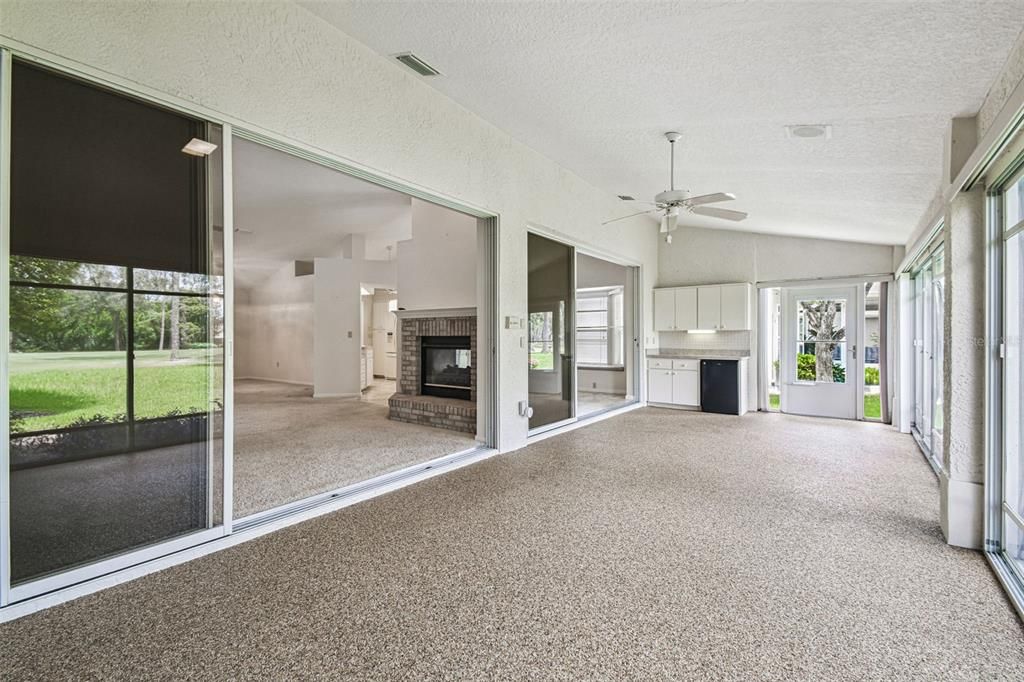Empty room, Fireplace, Interior, Sun Room