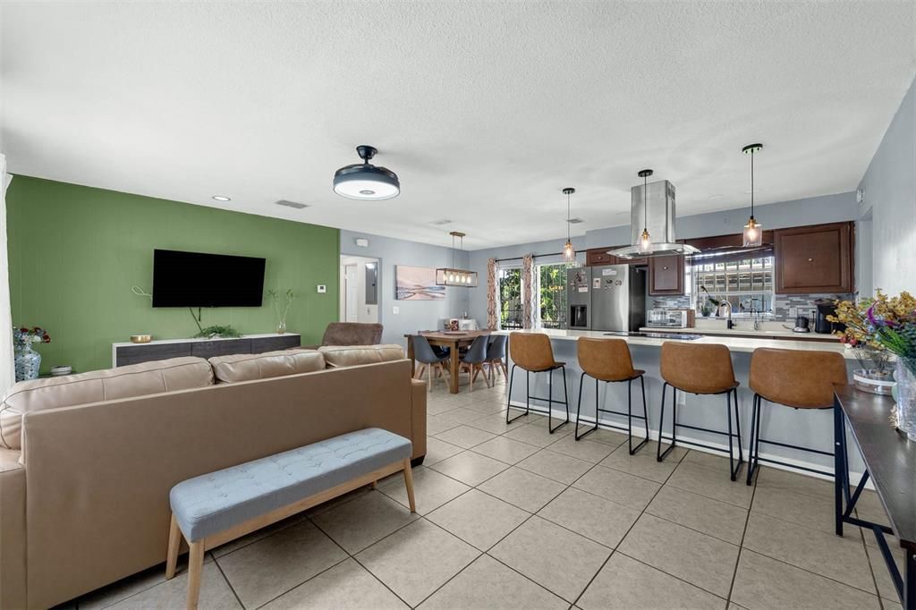 Dining room, Interior, Kitchen, Living room, Pendant Lights