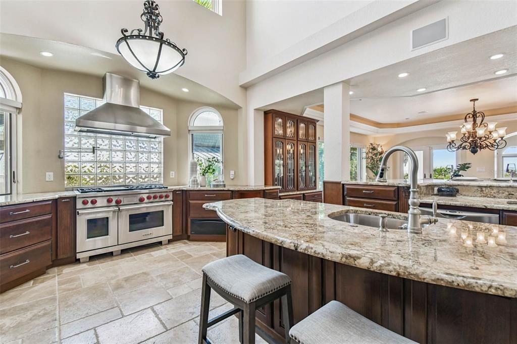 Chandelier, Interior, Kitchen, Recessed Lighting, Stainless Steel Appliances