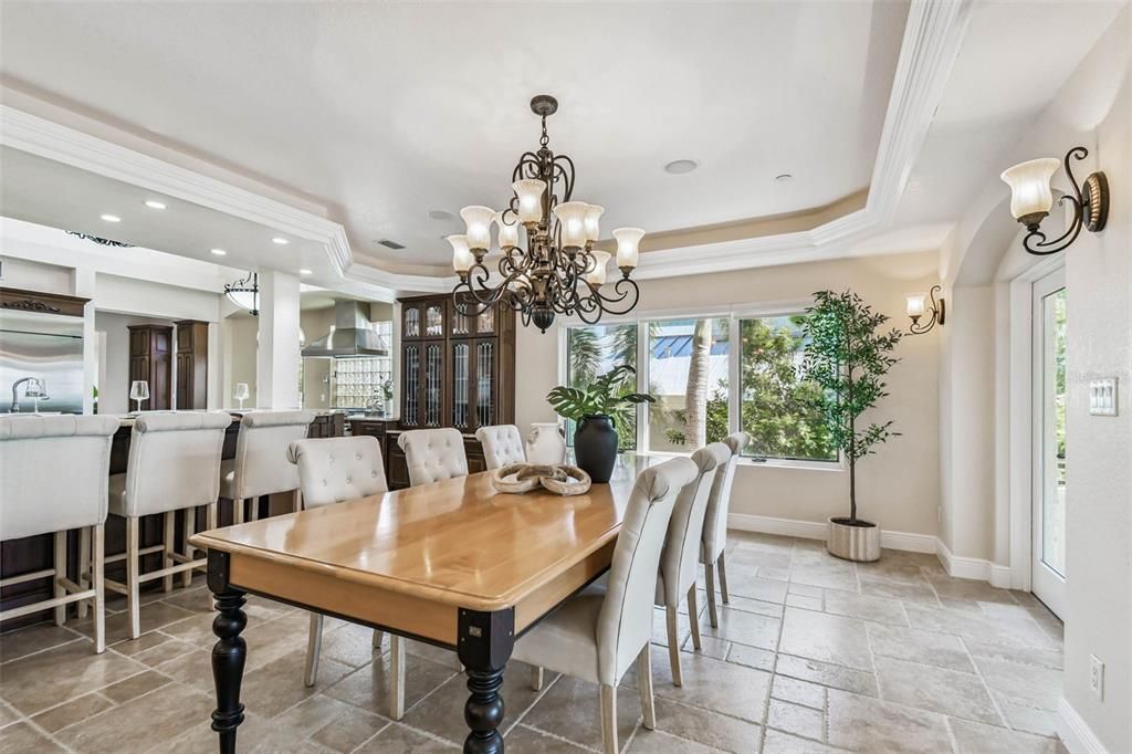 Chandelier, Dining room, Interior, Recessed Lighting