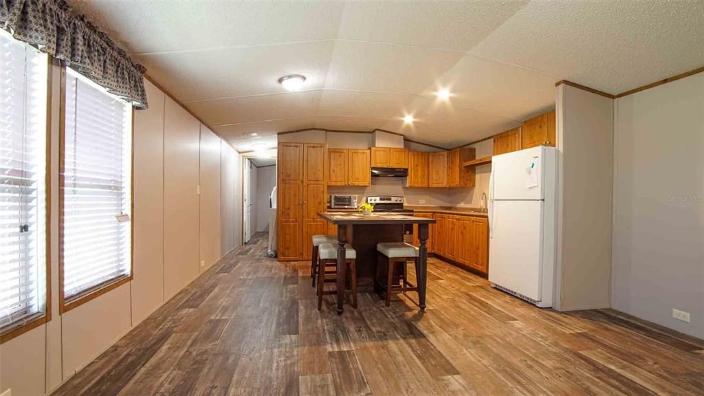 Interior, Kitchen, Recessed Lighting, Wood Texture Flooring