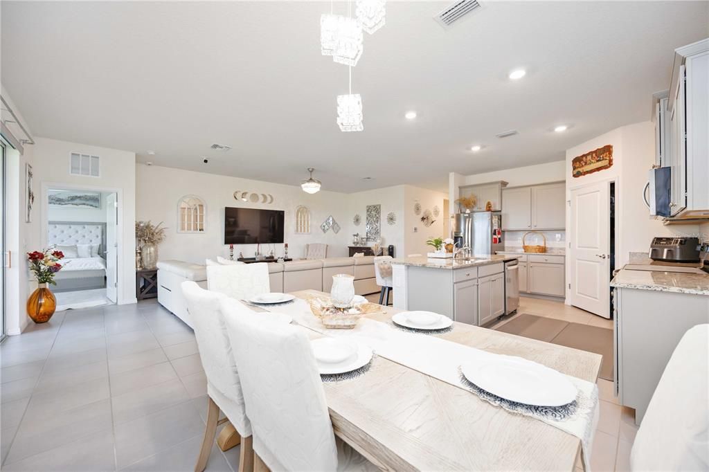 Dining room, Interior, Kitchen, Living room, Pendant Lights, Recessed Lighting