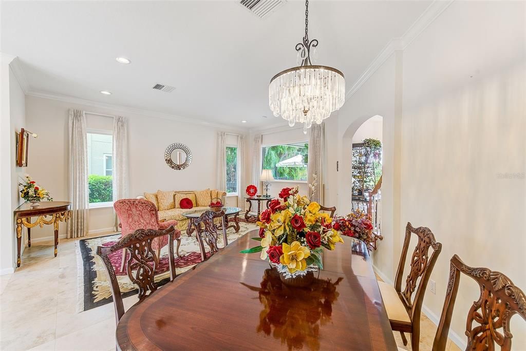 Chandelier, Dining room, Interior, Living room, Recessed Lighting