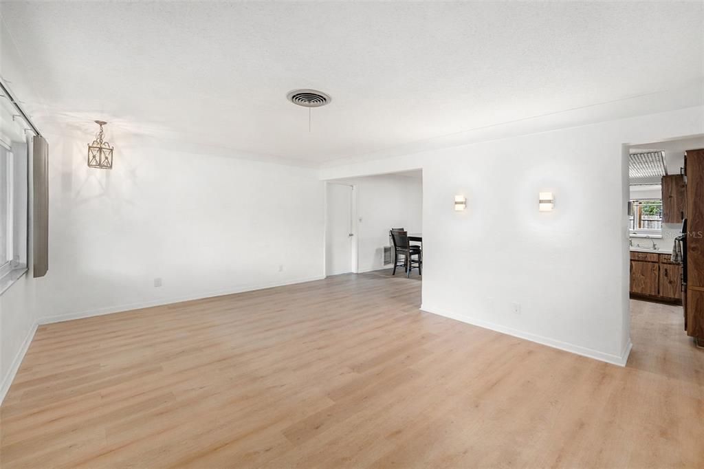 Empty room, Interior, Pendant Lights, Wood Texture Flooring
