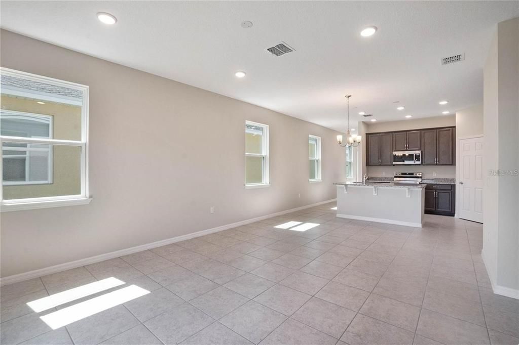 Empty room, Interior, Kitchen, Pendant Lights, Recessed Lighting