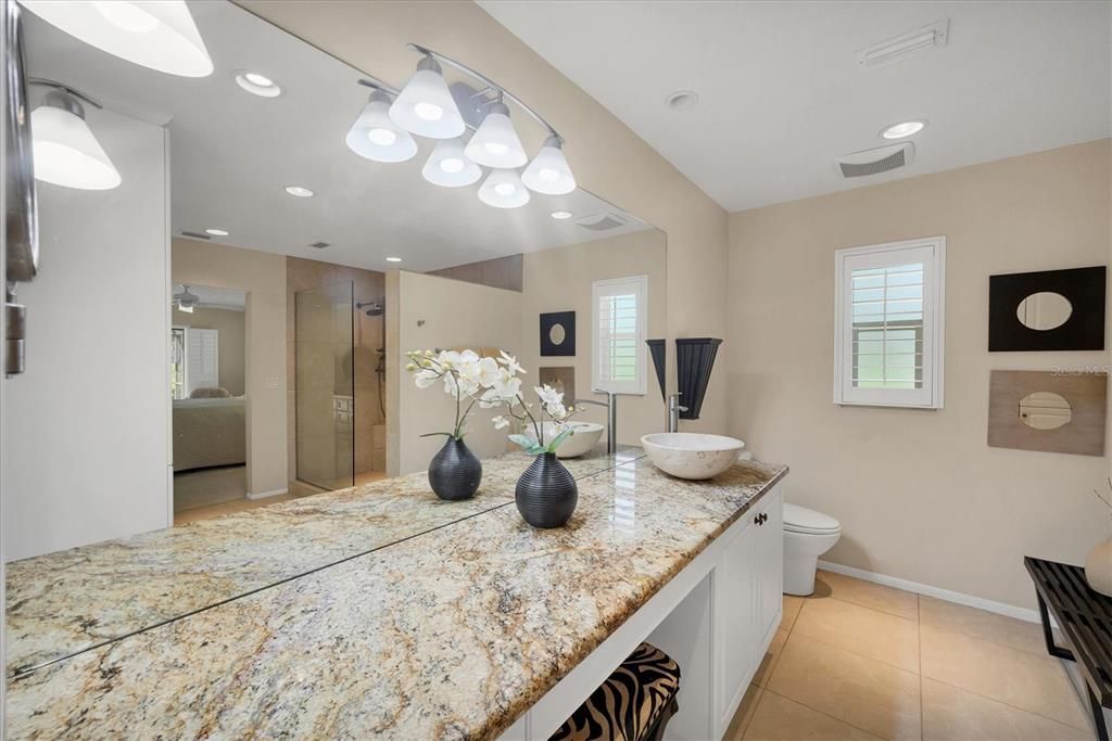 Bathroom, Dual Sink Vanities, Glass Shower, Interior, Recessed Lighting