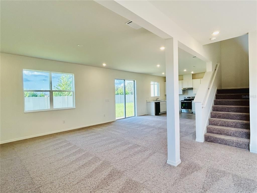 Empty room, Interior, Kitchen, Recessed Lighting, Stainless Steel Appliances