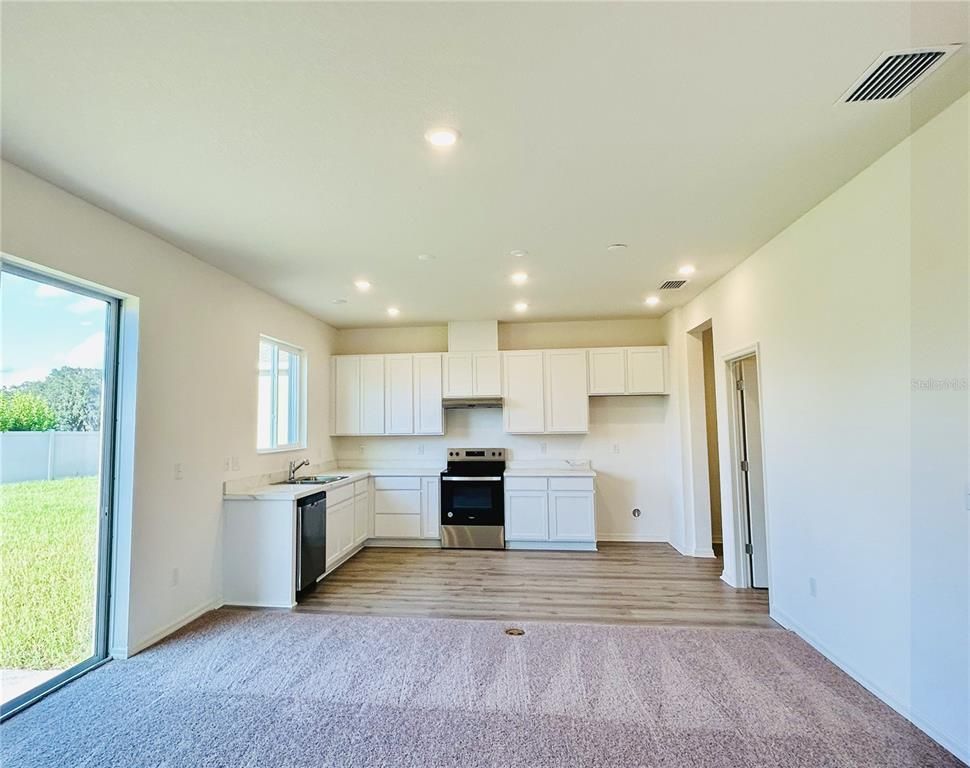 Interior, Kitchen, Recessed Lighting, Wood Texture Flooring