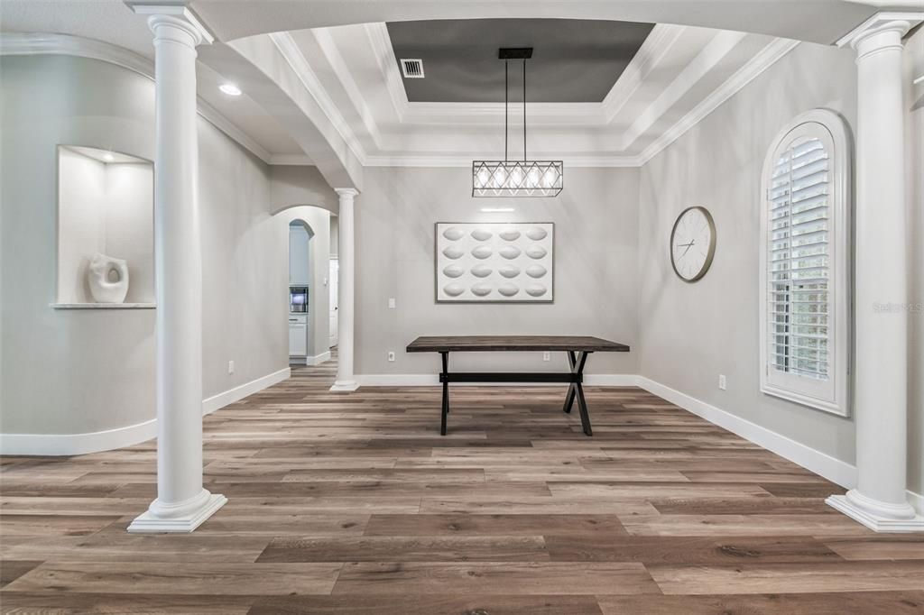 Game Room, Interior, Pendant Lights, Recessed Lighting, Wood Texture Flooring