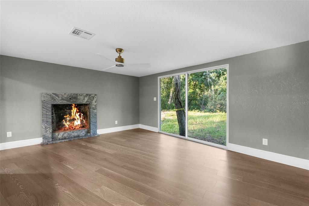 Empty room, Fireplace, Interior, Wood Texture Flooring