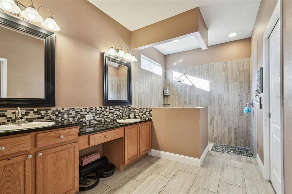Bathroom, Dual Sink Vanities, Glass Shower, Interior, Recessed Lighting