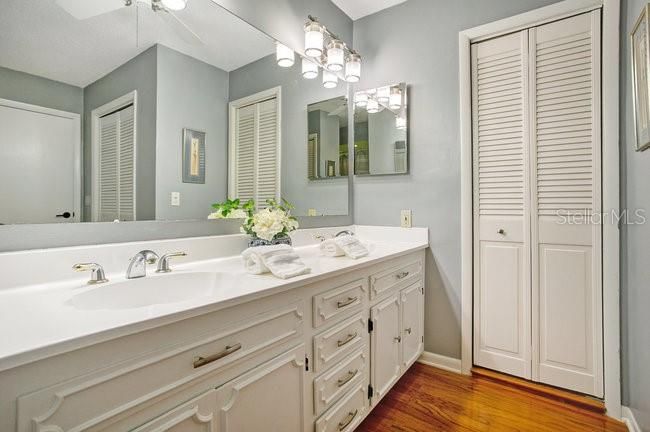 Bathroom, Dual Sink Vanities, Interior, Wood Texture Flooring