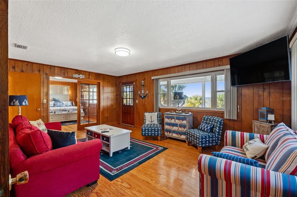 Interior, Living room, Wood Texture Flooring, Wooden Walls