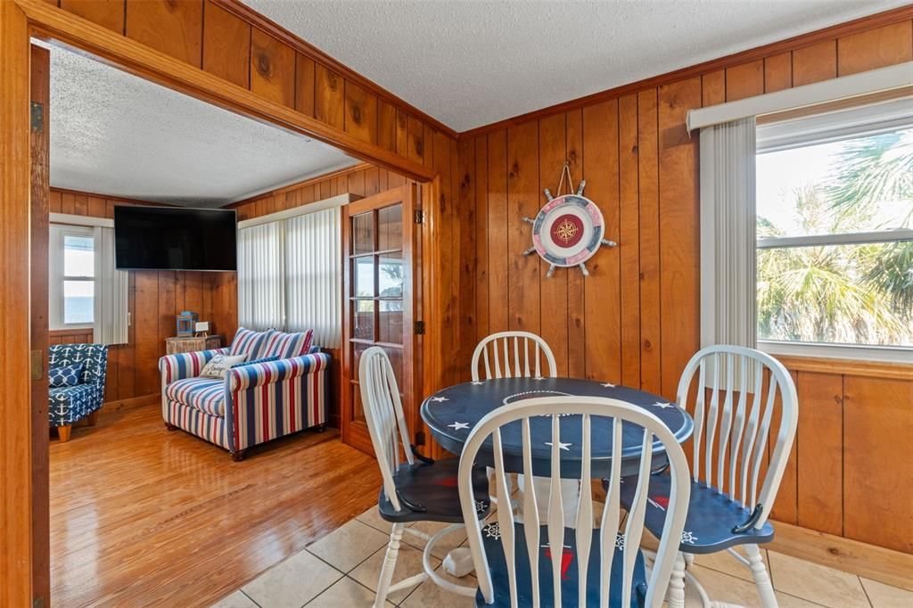 Dining room, Interior, Wood Texture Flooring, Wooden Walls