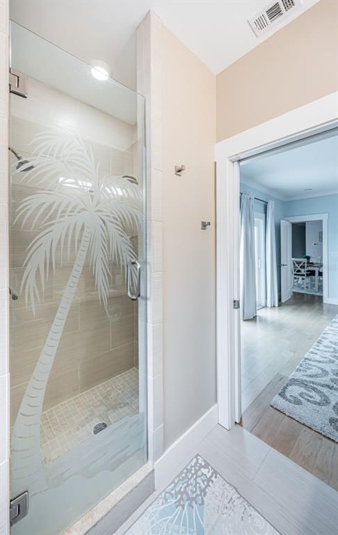 Bathroom, Interior, Recessed Lighting, Wood Texture Flooring
