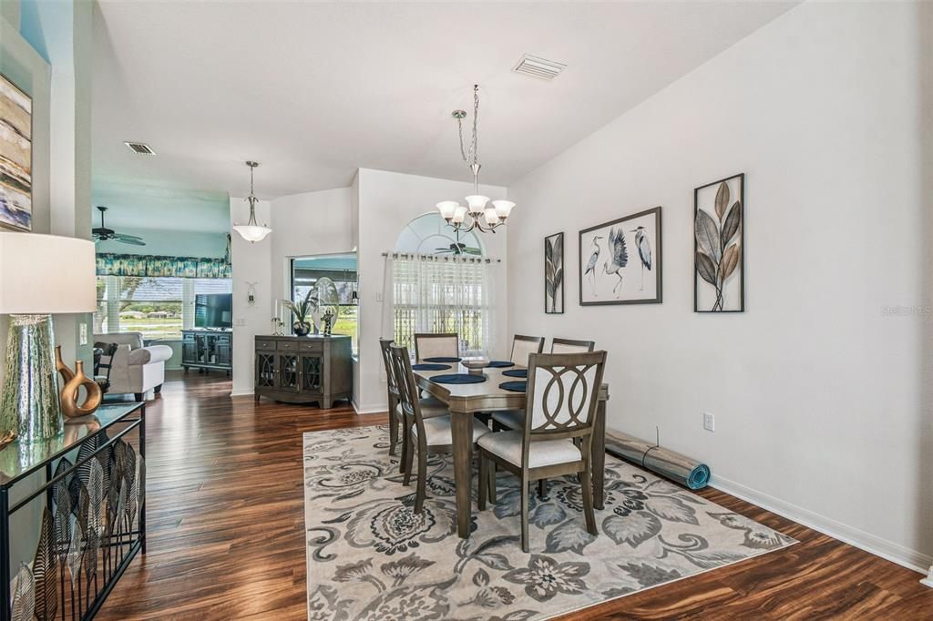 Chandelier, Dining room, Interior, Pendant Lights, Wood Texture Flooring