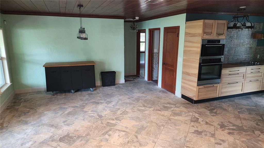 Interior, Kitchen, Recessed Lighting, Wooden Ceilings