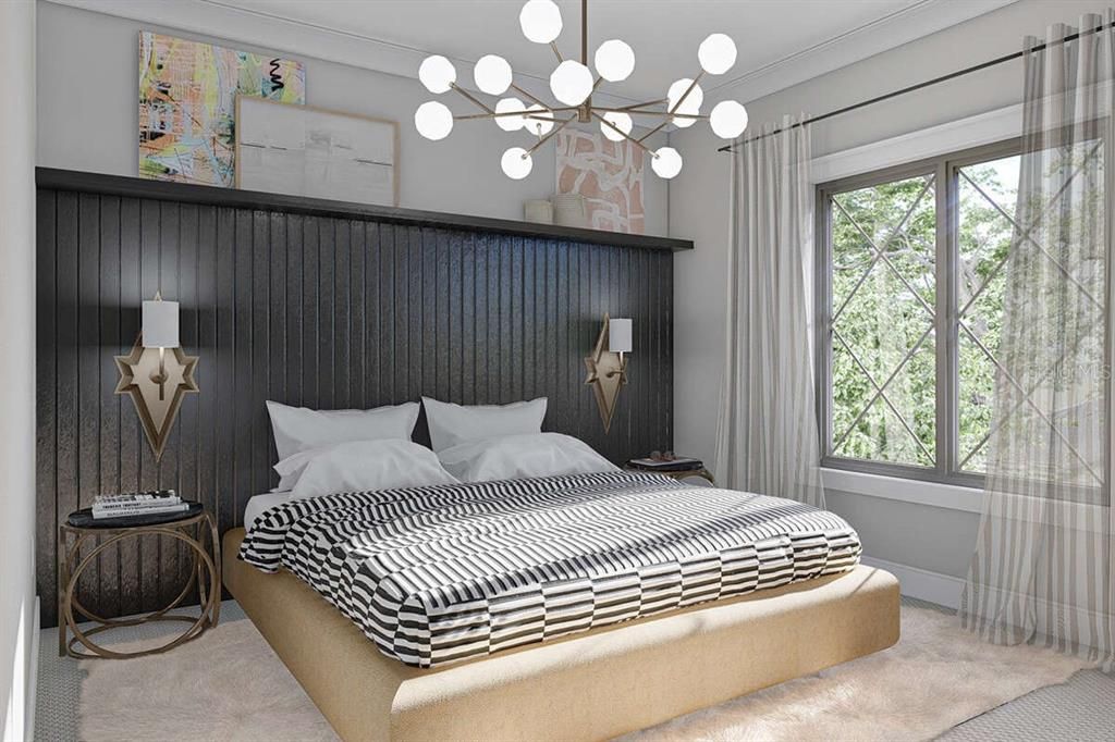 Bedroom, Interior, Pendant Lights