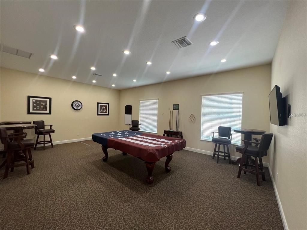 Billiard Table, Game Room, Interior, Recessed Lighting