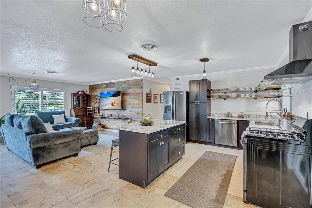 Interior, Kitchen, Living room, Pendant Lights, Stainless Steel Appliances