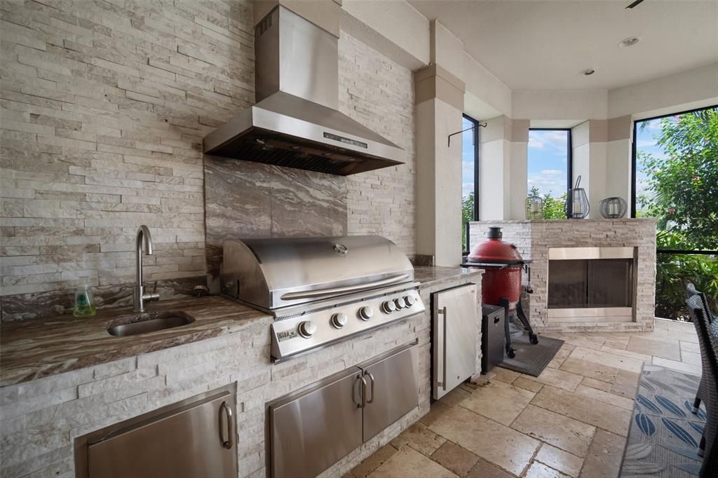 Fireplace, Interior, Stainless Steel Appliances, Stone Walls
