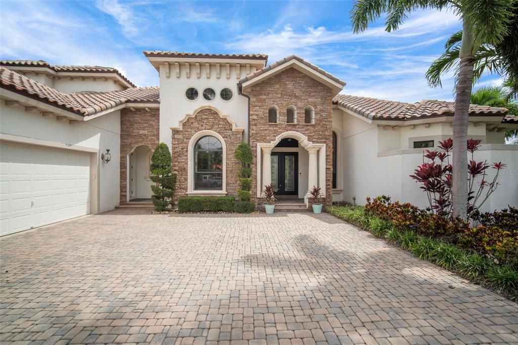 Attached, Exterior, Facade, Brick Facade, Mediterranean