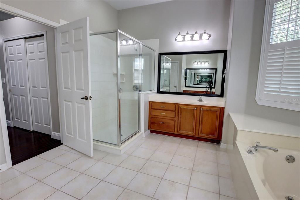 Bathroom, Glass Shower, Interior, Wood Texture Flooring