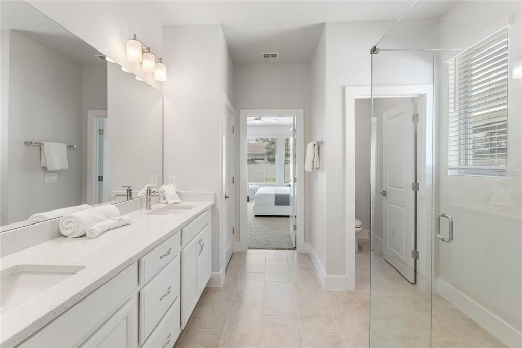 Bathroom, Bedroom, Dual Sink Vanities, Glass Shower, Interior