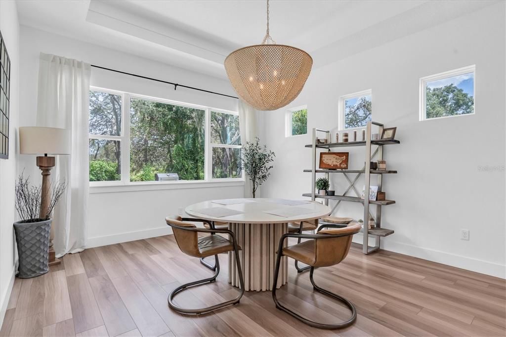 Chandelier, Dining room, Interior, Wood Texture Flooring