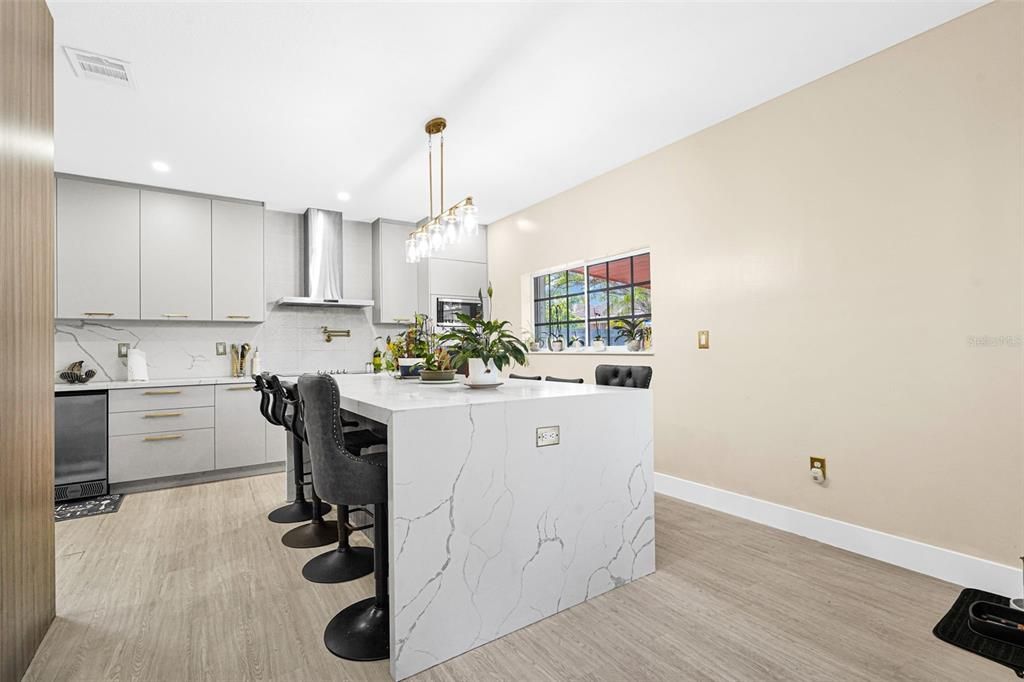 Interior, Kitchen, Pendant Lights, Recessed Lighting, Wood Texture Flooring