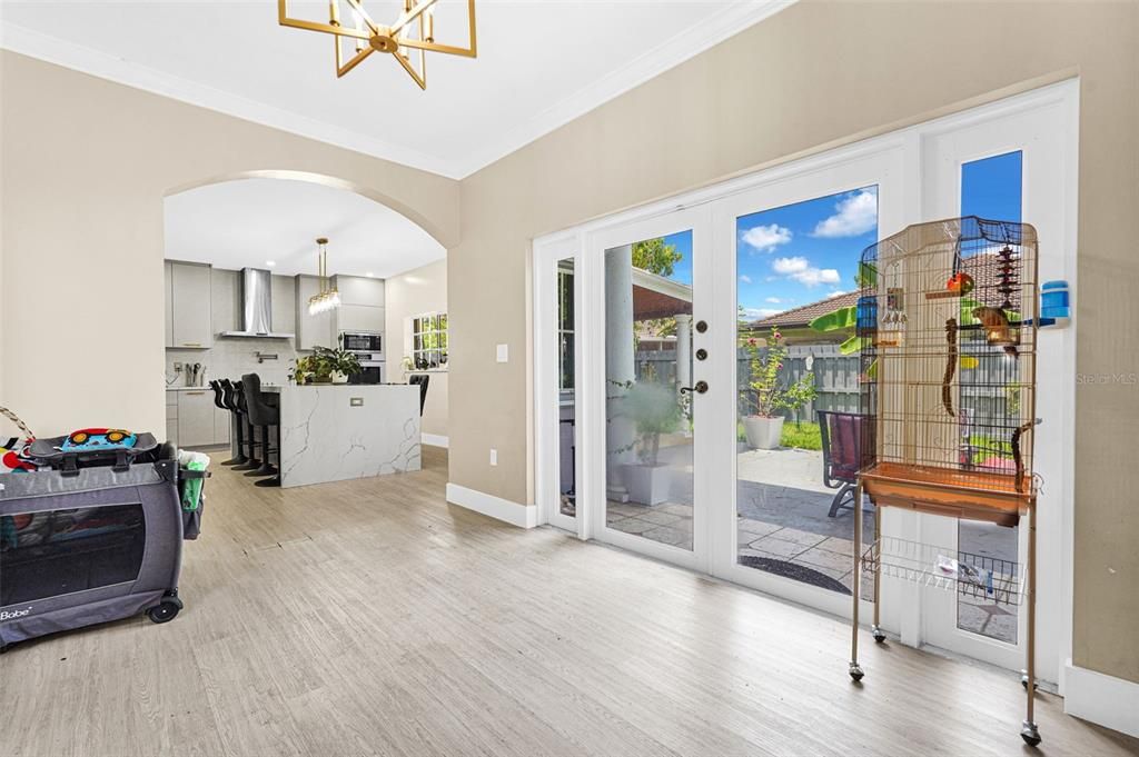 Interior, Kitchen, Pendant Lights, Wood Texture Flooring