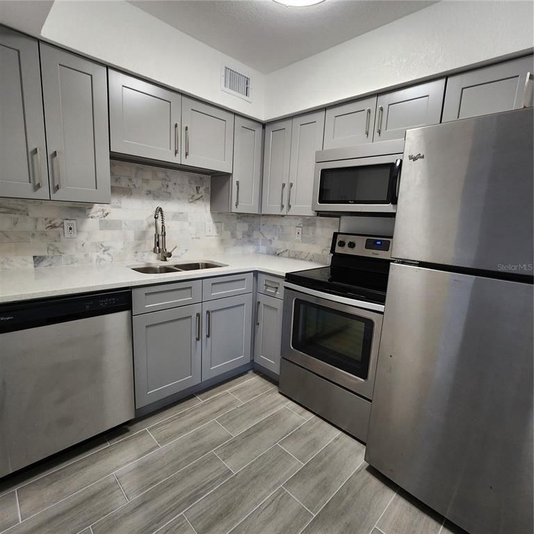 Interior, Kitchen, Stainless Steel Appliances, Wood Texture Flooring