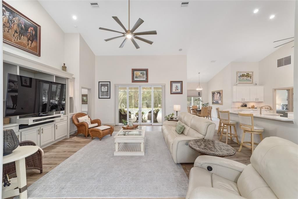 Dining room, Interior, Kitchen, Living room, Pendant Lights, Recessed Lighting, Wood Texture Flooring