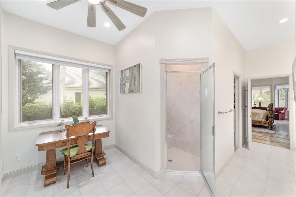 Home Office, Interior, Recessed Lighting, Wood Texture Flooring