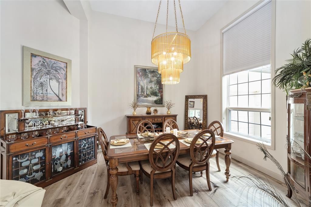 Chandelier, Dining room, Interior, Wood Texture Flooring