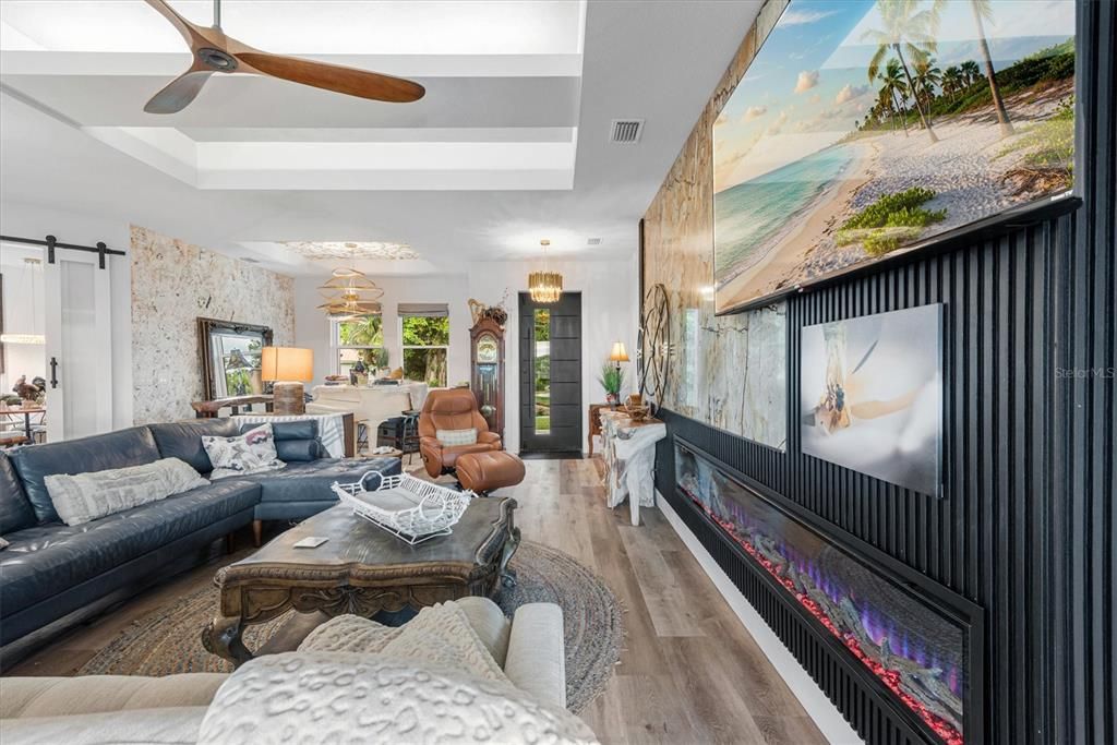 Chandelier, Interior, Living room, Wood Texture Flooring