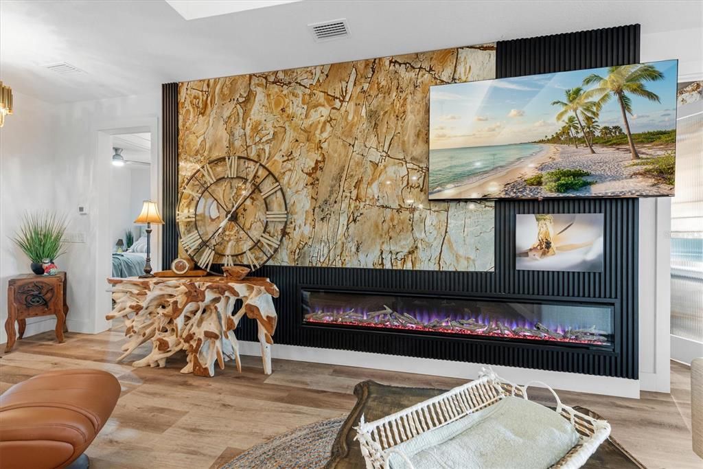 Fireplace, Interior, Wood Texture Flooring