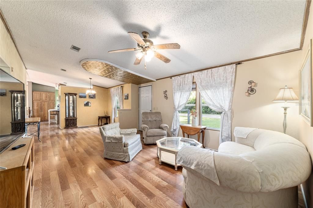 Chandelier, Interior, Living room, Wood Texture Flooring