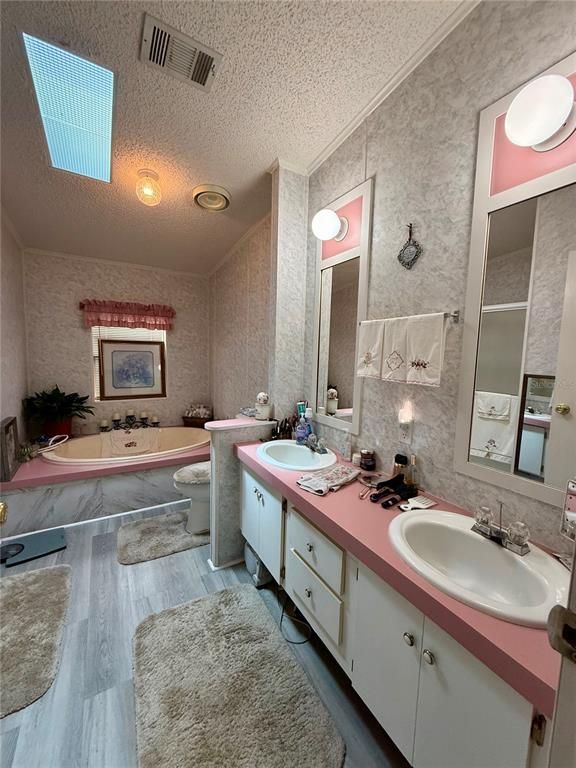 Bathroom, Dual Sink Vanities, Interior, Wood Texture Flooring