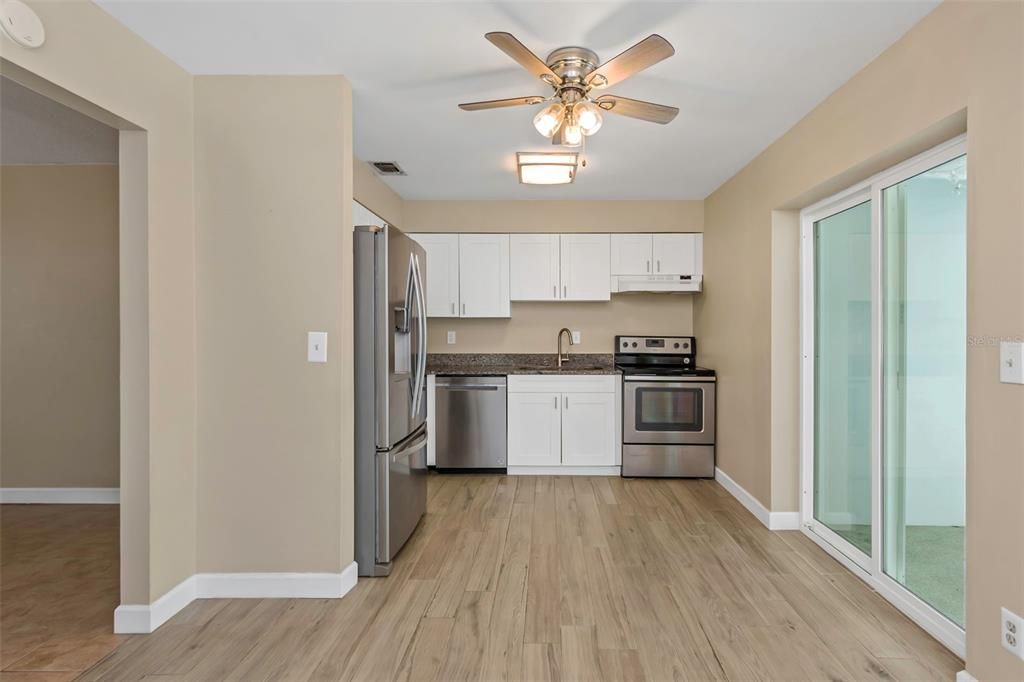 Interior, Kitchen, Stainless Steel Appliances, Wood Texture Flooring