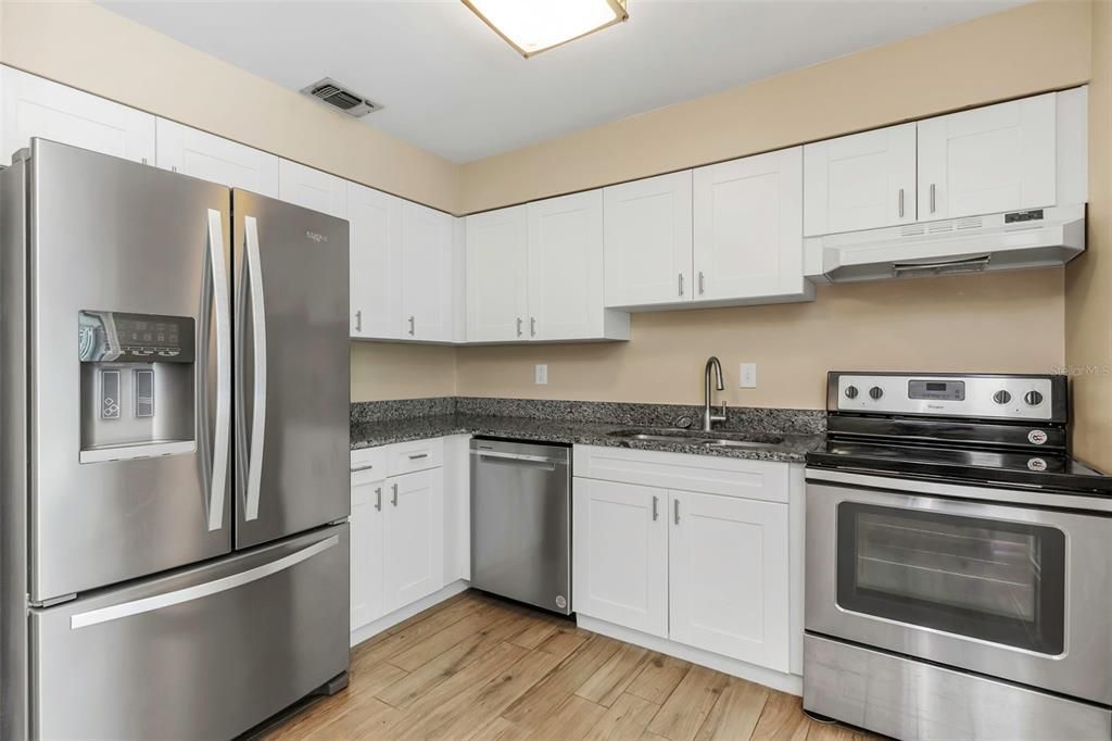Interior, Kitchen, Stainless Steel Appliances, Wood Texture Flooring