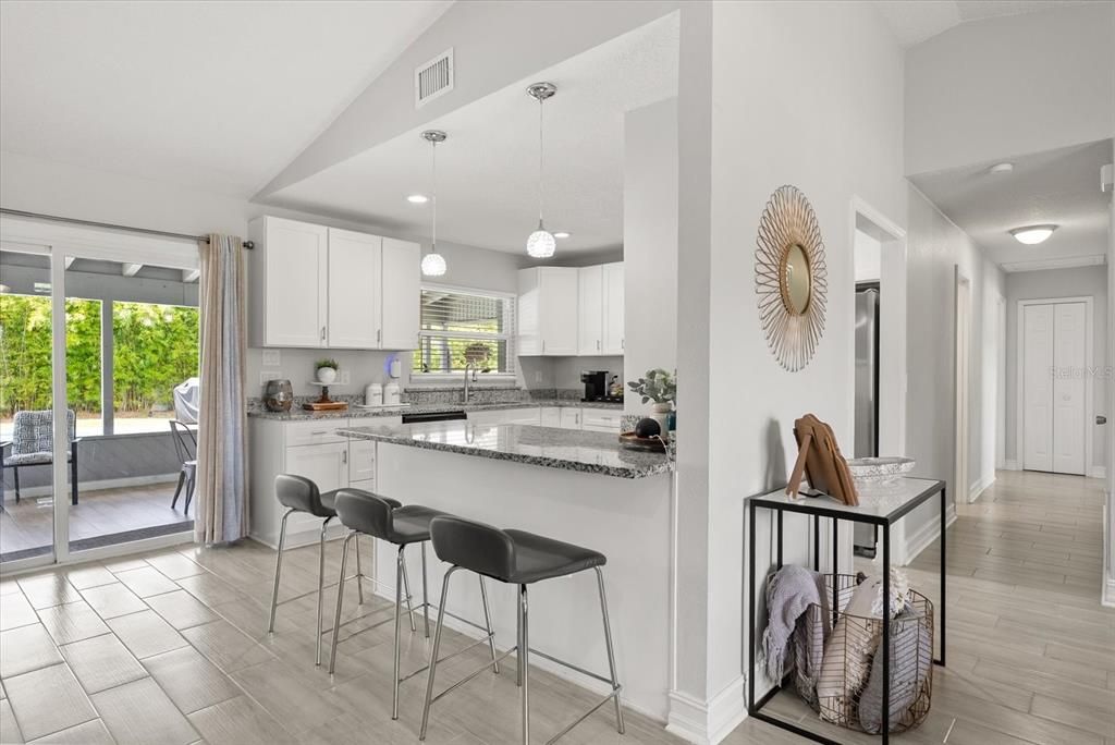 Interior, Kitchen, Pendant Lights, Recessed Lighting, Wood Texture Flooring