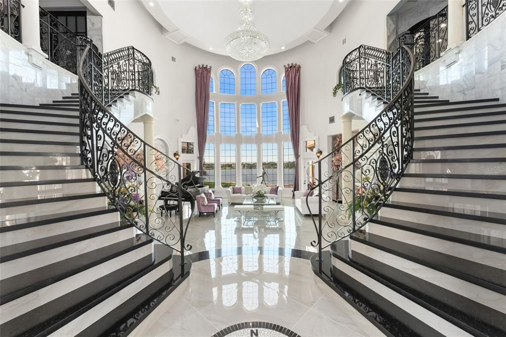 Chandelier, Interior, Marble, Recessed Lighting