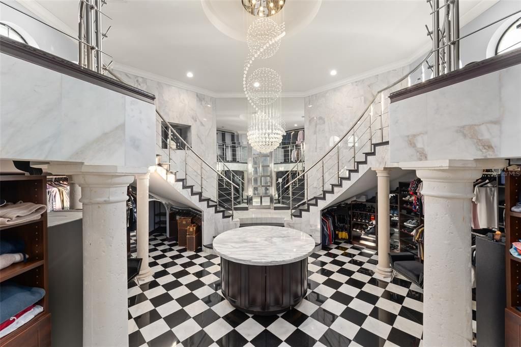 Chandelier, Interior, Marble, Marble Walls, Recessed Lighting