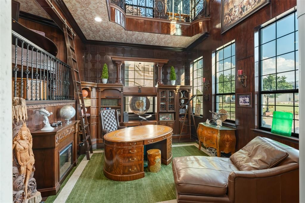 Home Office, Interior, Recessed Lighting, Wooden Walls