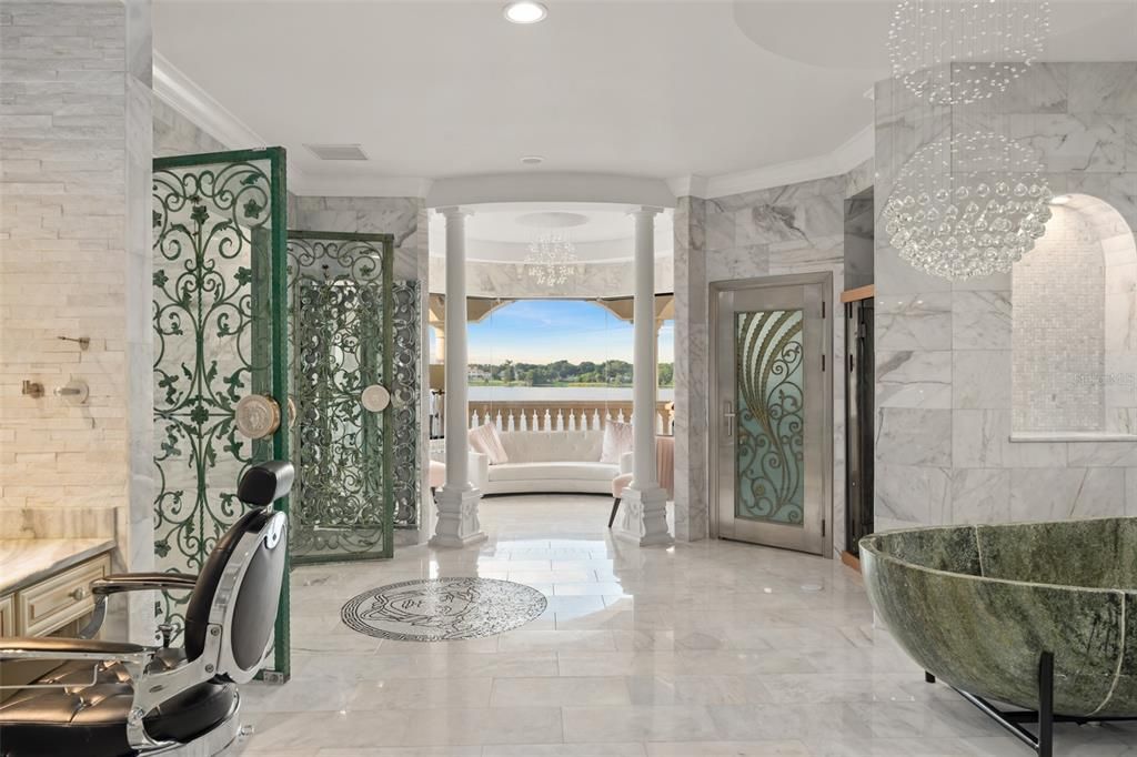 Interior, Marble, Marble Walls, Recessed Lighting, Water