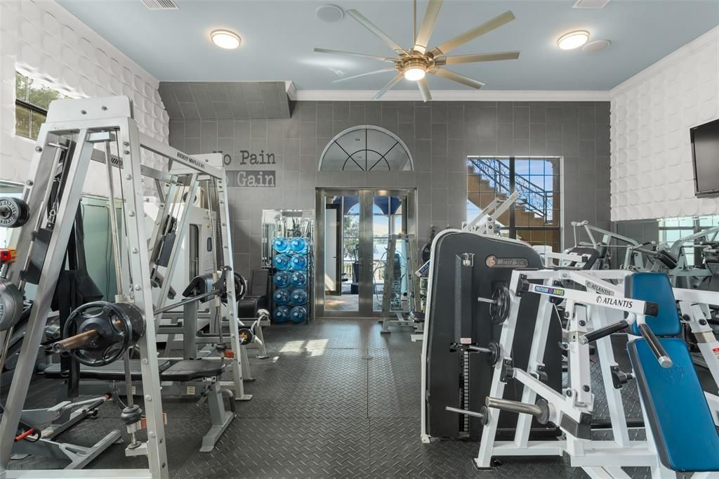 Fitness Equipment, Gym, Interior, Recessed Lighting