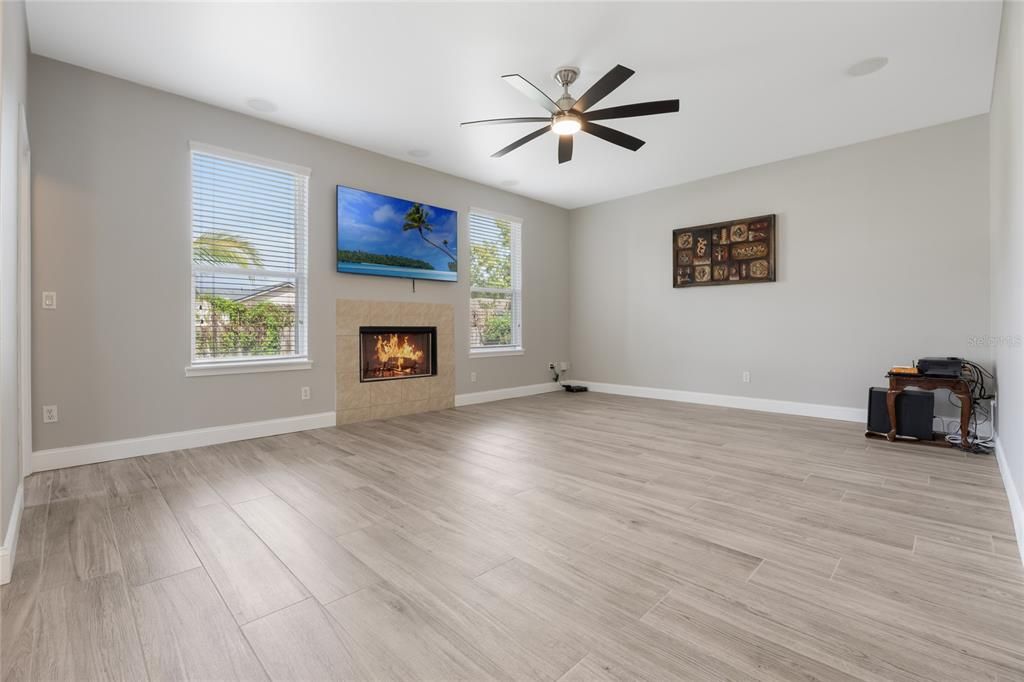 Empty room, Fireplace, Interior, Wood Texture Flooring