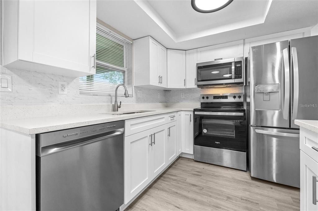 Interior, Kitchen, Stainless Steel Appliances, Wood Texture Flooring
